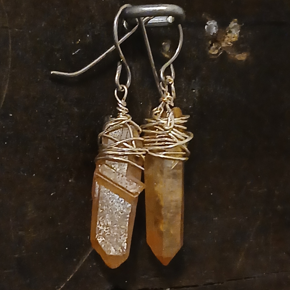 Elegant Gold and Orange Crystal Earrings